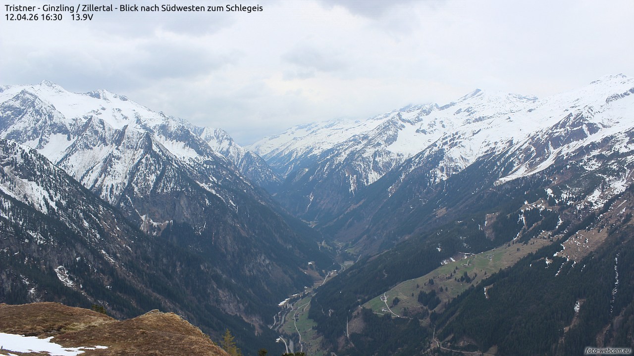 Archived image Webcam Tristner/ Zillertal - View to Grinberg