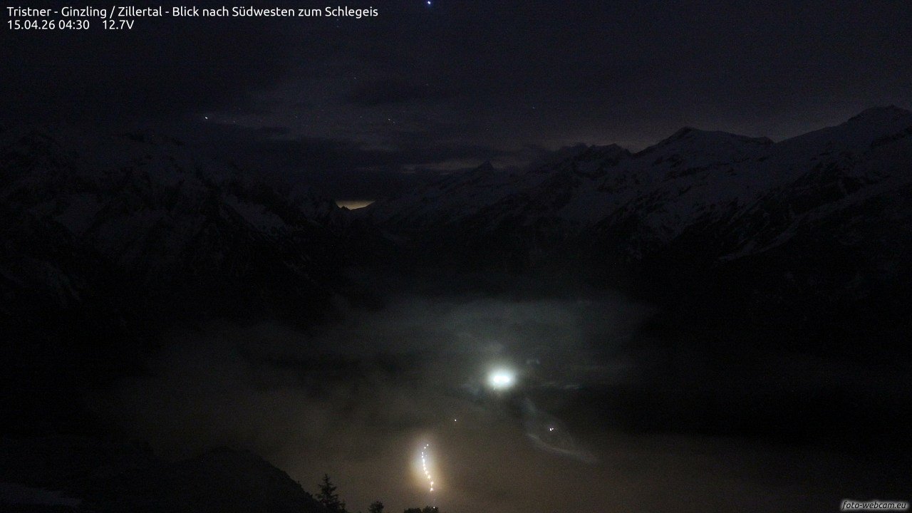 Archiv Foto Webcam Tristner/ Zillertal - Blick zum Grinberg