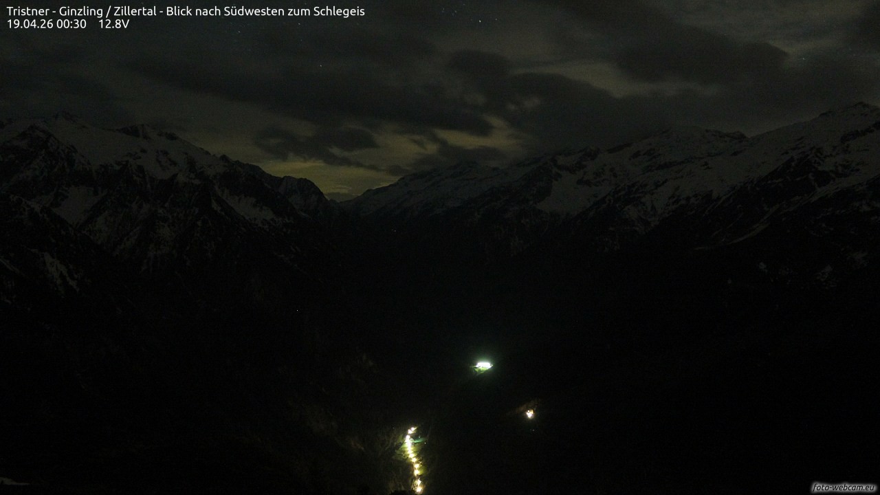 Archiv Foto Webcam Tristner/ Zillertal - Blick zum Grinberg