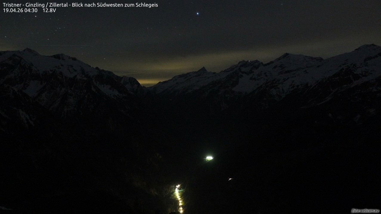Archiv Foto Webcam Tristner/ Zillertal - Blick zum Grinberg