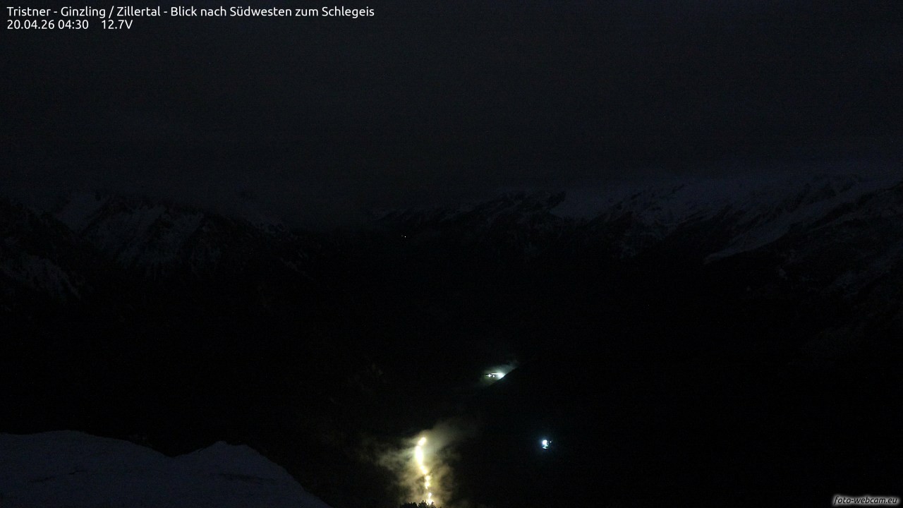 Archiv Foto Webcam Tristner/ Zillertal - Blick zum Grinberg