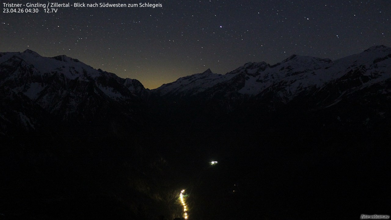Archiv Foto Webcam Tristner/ Zillertal - Blick zum Grinberg