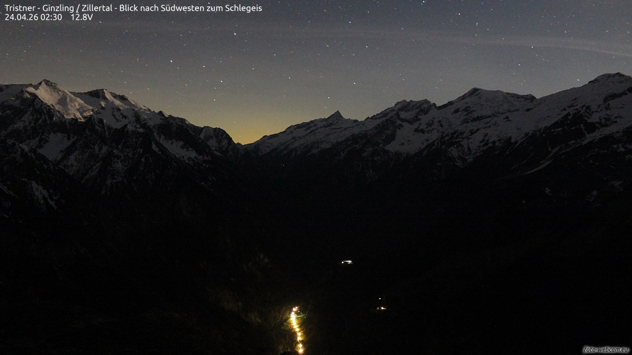 Archiv Foto Webcam Tristner/ Zillertal - Blick zum Grinberg