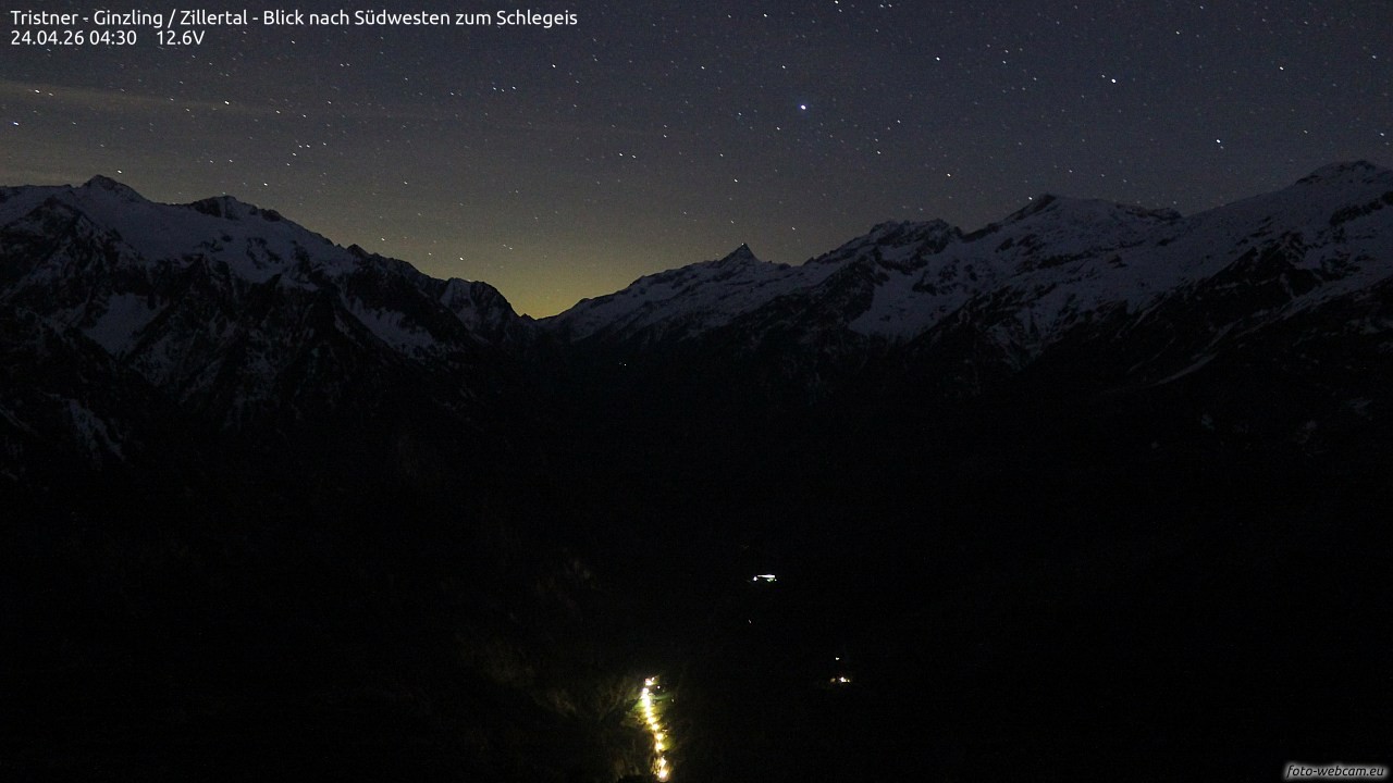 Archiv Foto Webcam Tristner/ Zillertal - Blick zum Grinberg