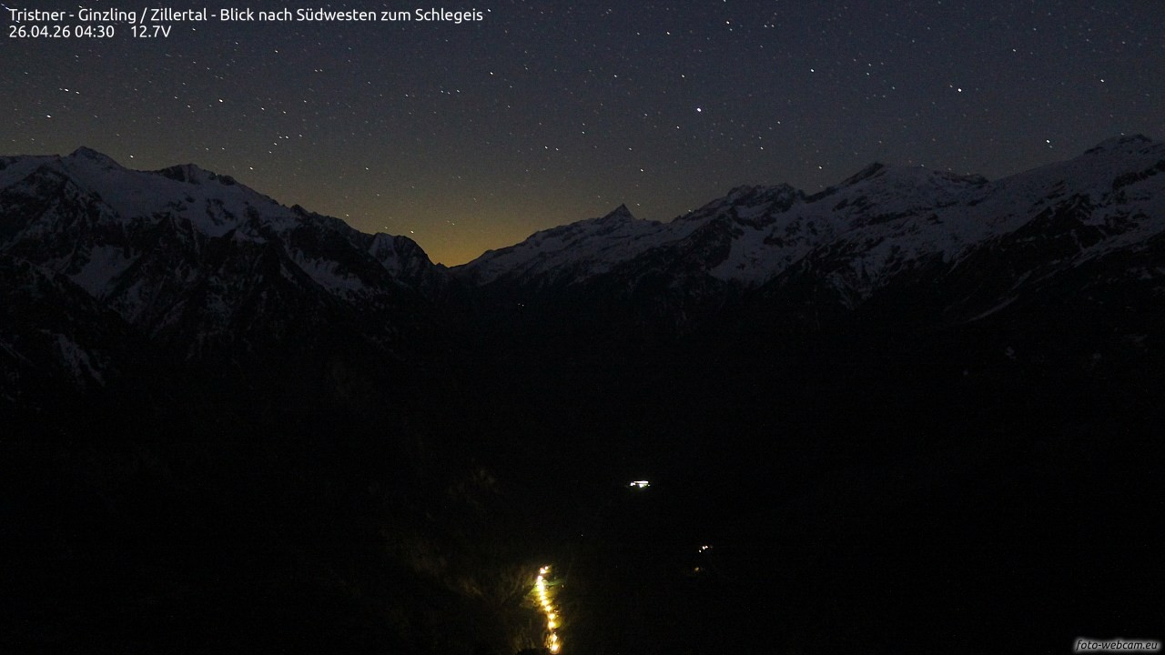 Archiv Foto Webcam Tristner/ Zillertal - Blick zum Grinberg
