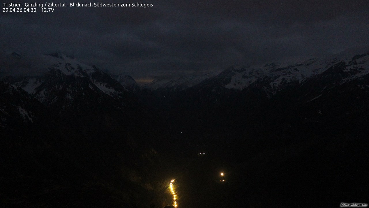 Archiv Foto Webcam Tristner/ Zillertal - Blick zum Grinberg
