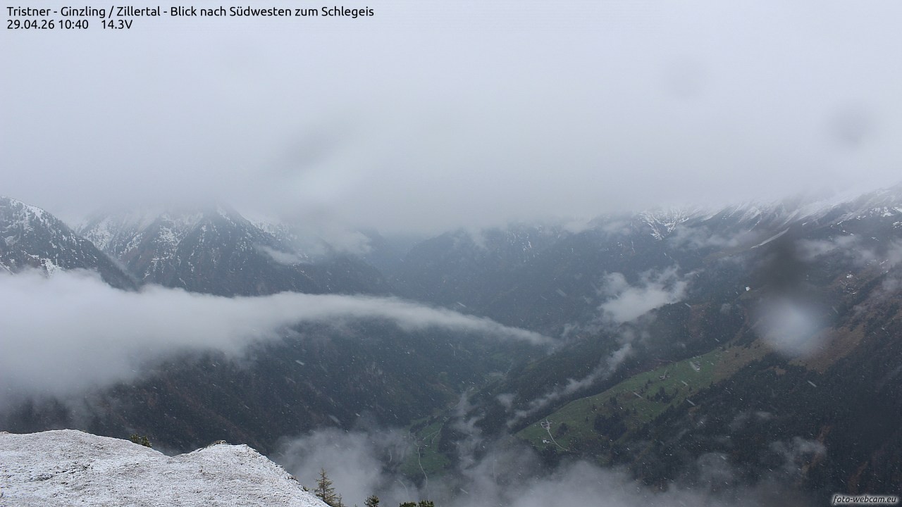 Archiv Foto Webcam Tristner/ Zillertal - Blick zum Grinberg