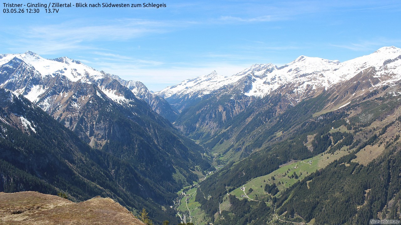 Archived image Webcam Tristner/ Zillertal - View to Grinberg