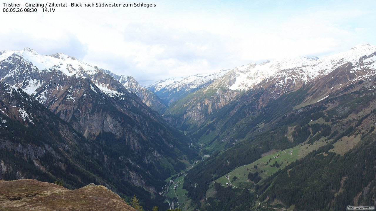 Archived image Webcam Tristner/ Zillertal - View to Grinberg