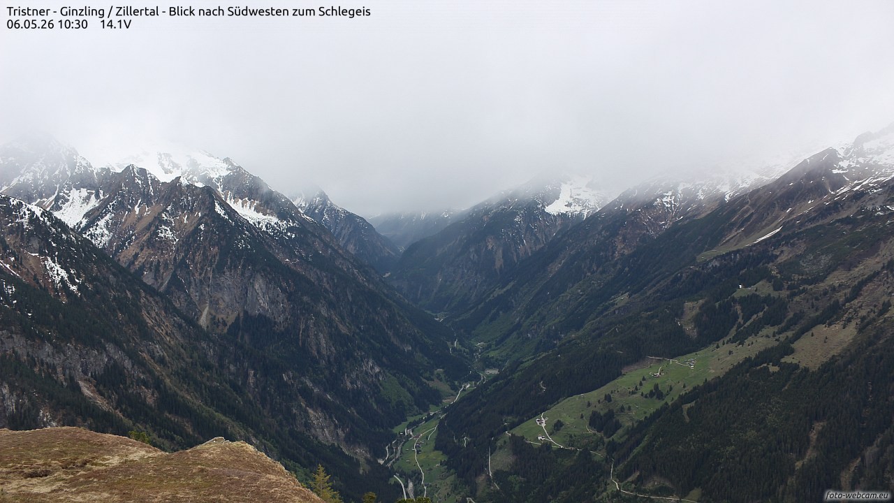Archiv Foto Webcam Tristner/ Zillertal - Blick zum Grinberg
