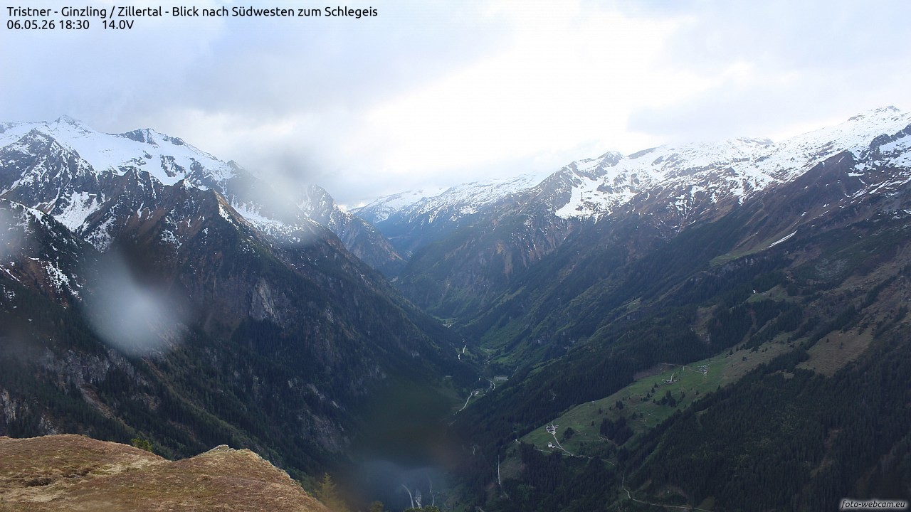 Archived image Webcam Tristner/ Zillertal - View to Grinberg