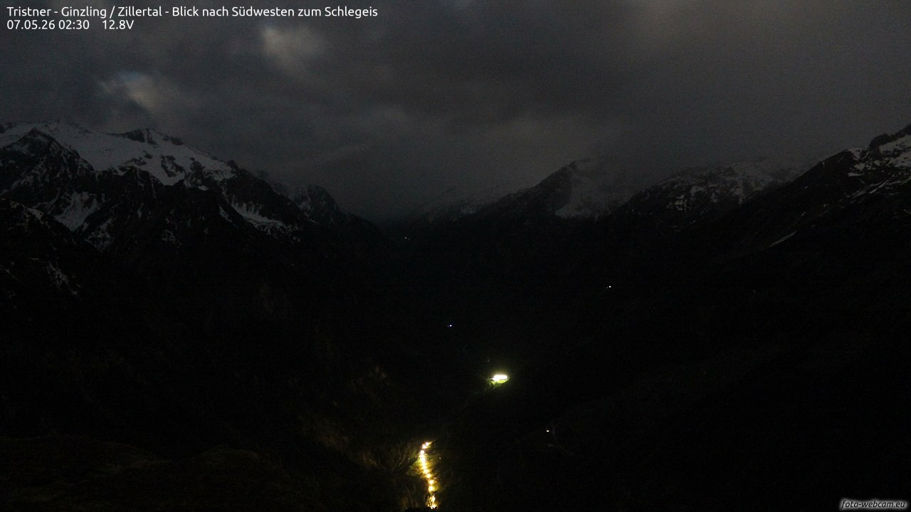 Archiv Foto Webcam Tristner/ Zillertal - Blick zum Grinberg