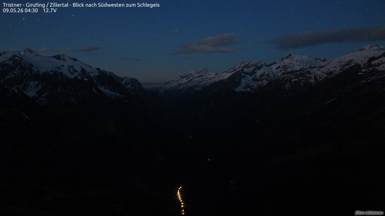 Archiv Foto Webcam Tristner/ Zillertal - Blick zum Grinberg