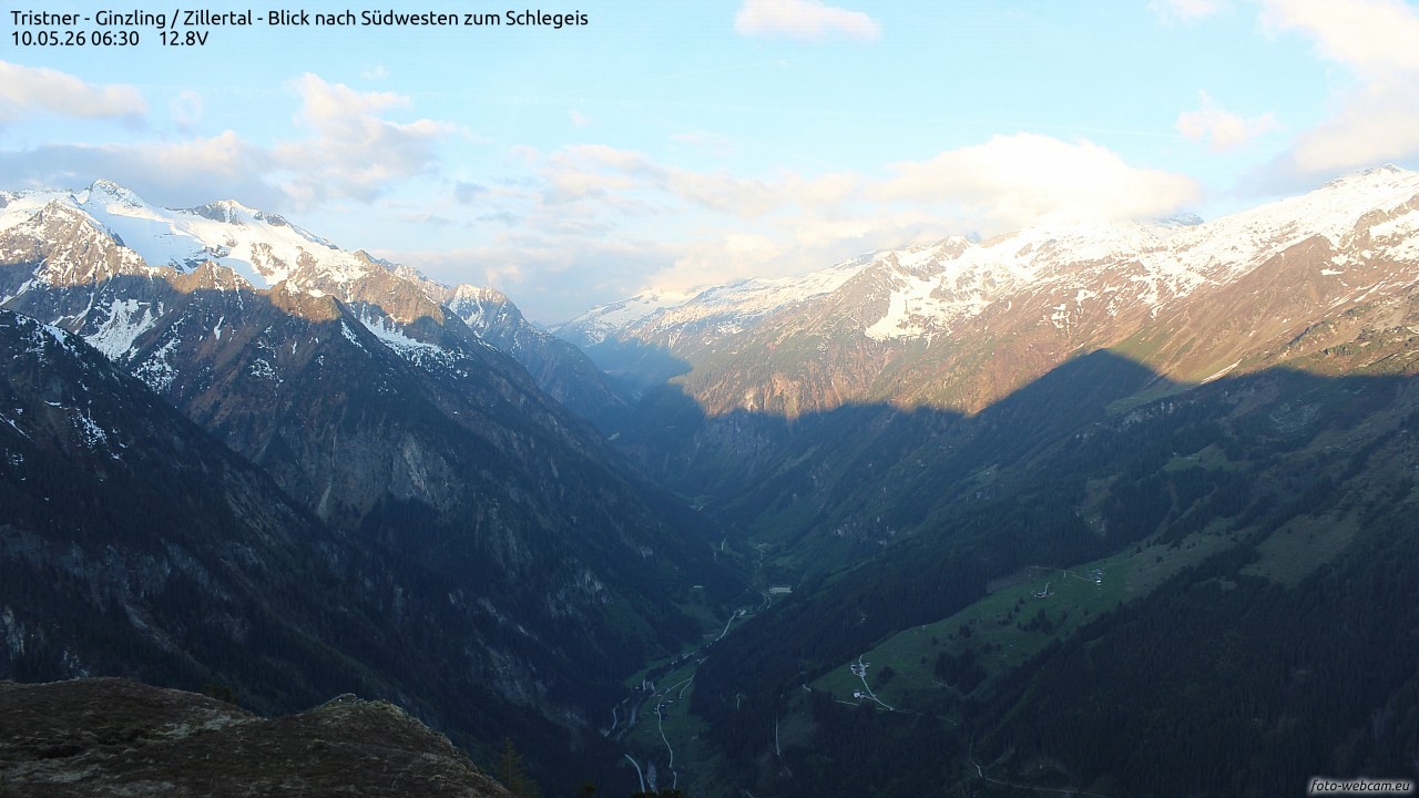 Archiv Foto Webcam Tristner/ Zillertal - Blick zum Grinberg