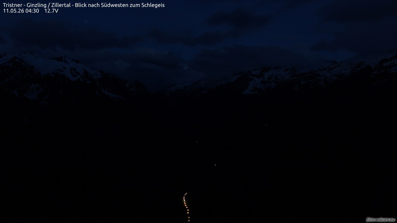 Archiv Foto Webcam Tristner/ Zillertal - Blick zum Grinberg