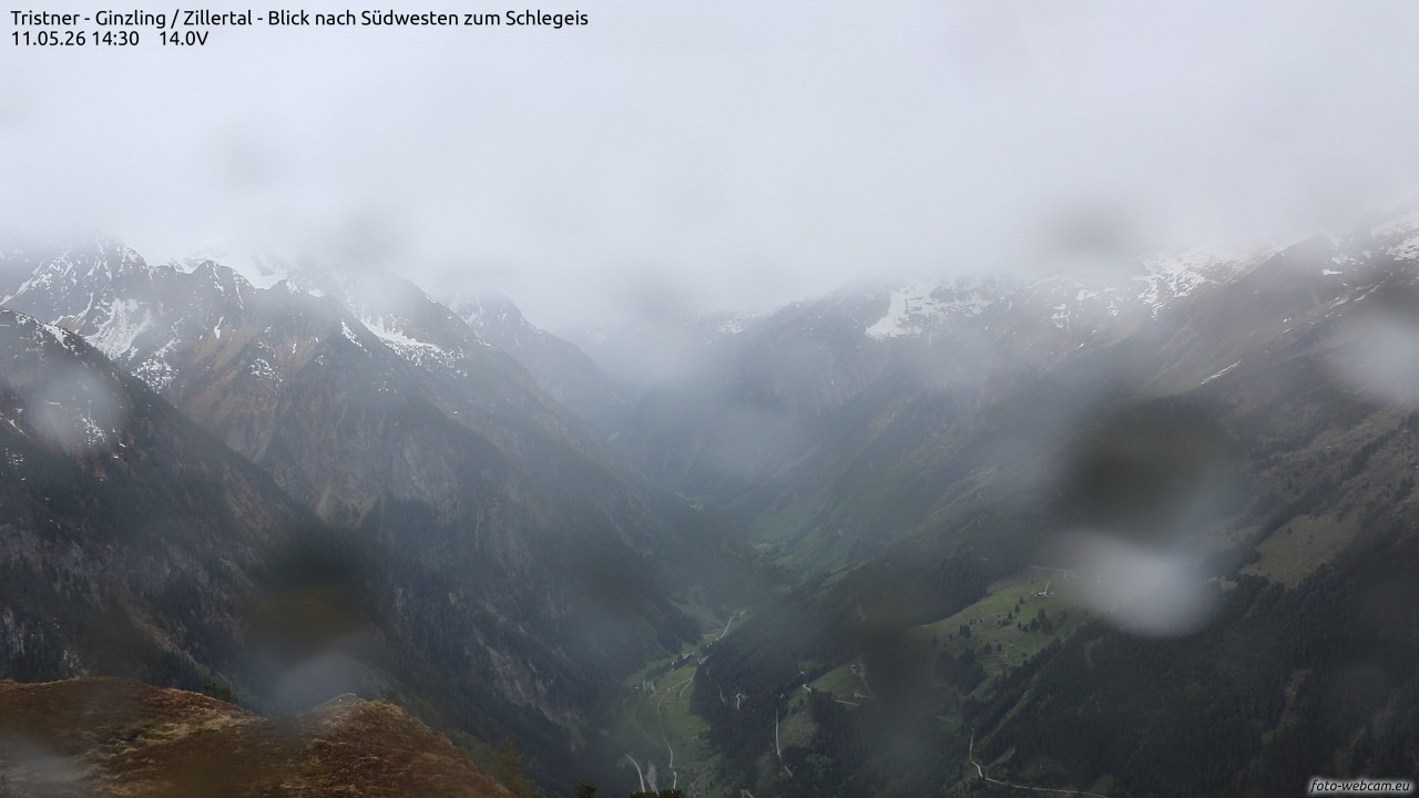 Archiv Foto Webcam Tristner/ Zillertal - Blick zum Grinberg