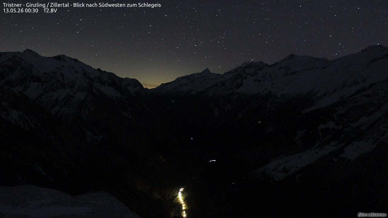 Archiv Foto Webcam Tristner/ Zillertal - Blick zum Grinberg
