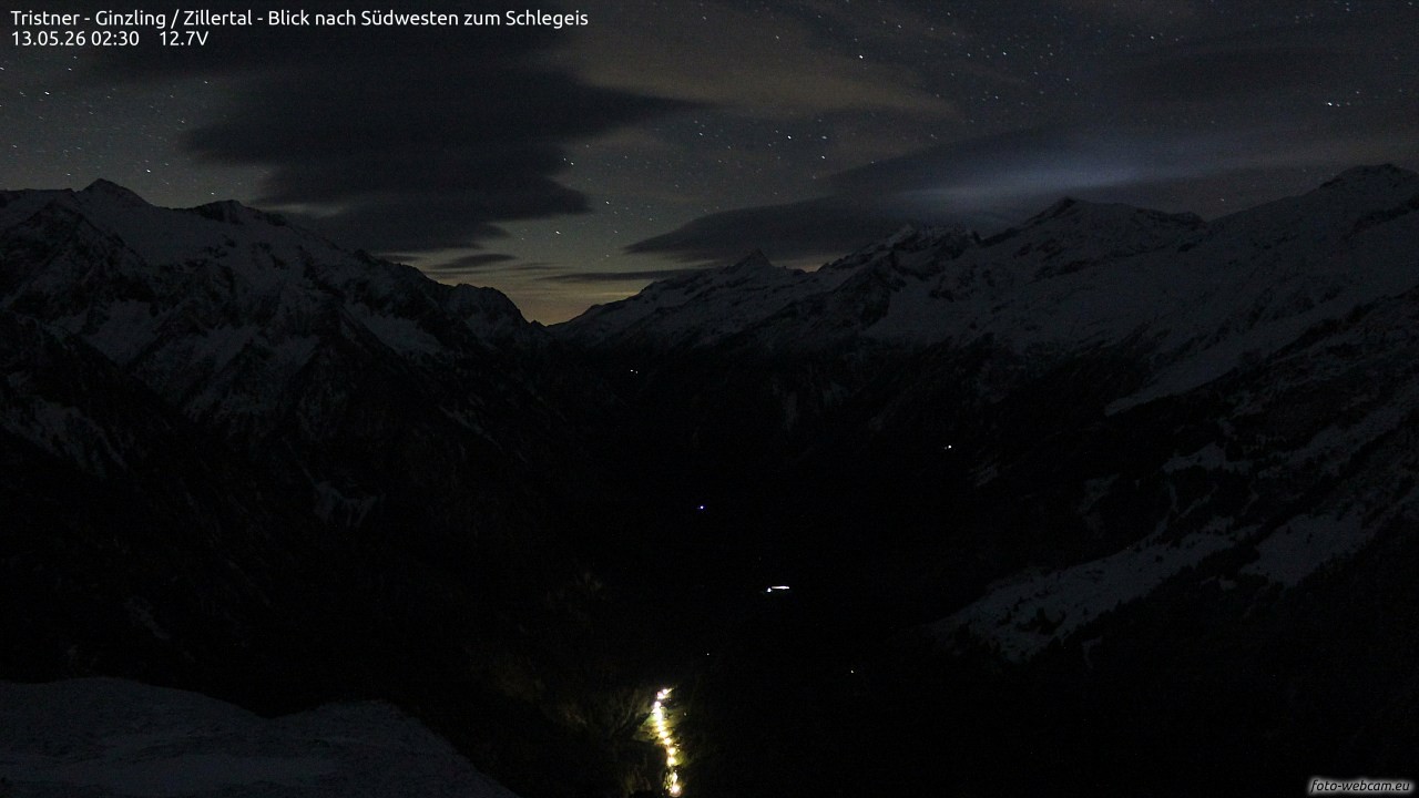 Archiv Foto Webcam Tristner/ Zillertal - Blick zum Grinberg