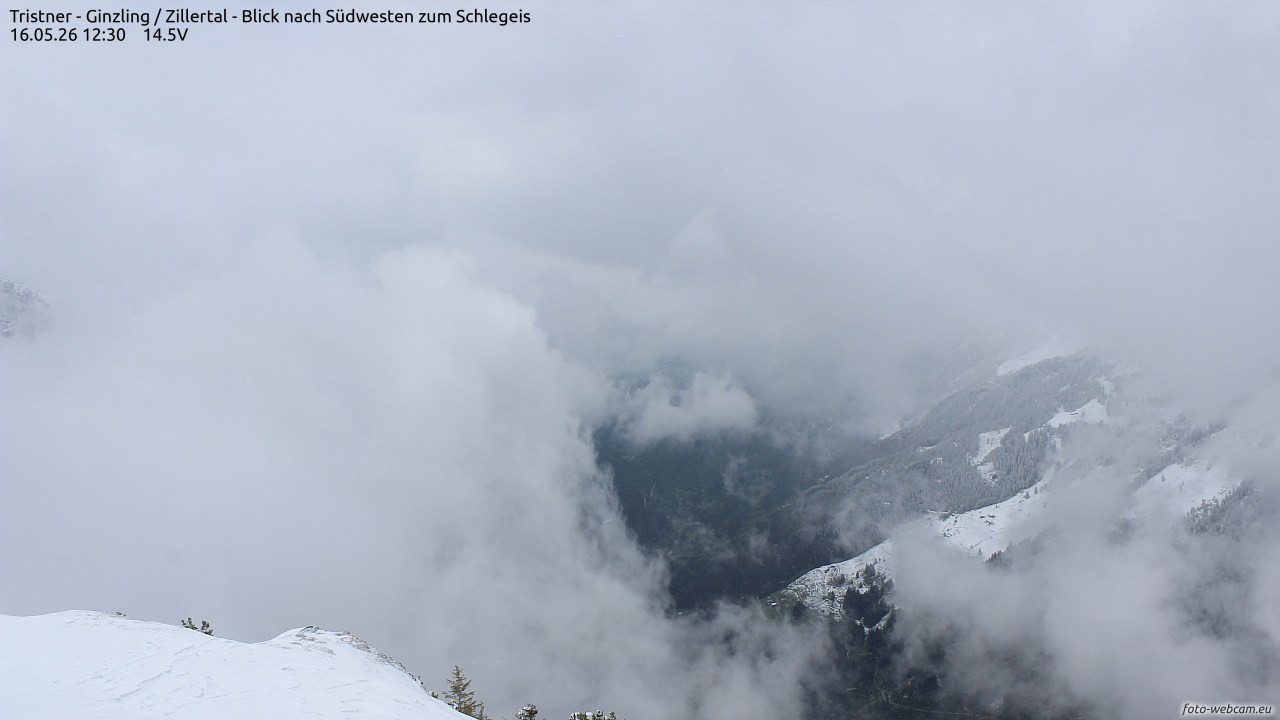 Archiv Foto Webcam Tristner/ Zillertal - Blick zum Grinberg