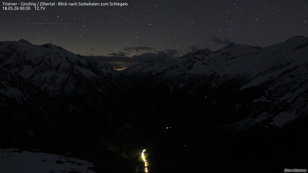 Archiv Foto Webcam Tristner/ Zillertal - Blick zum Grinberg
