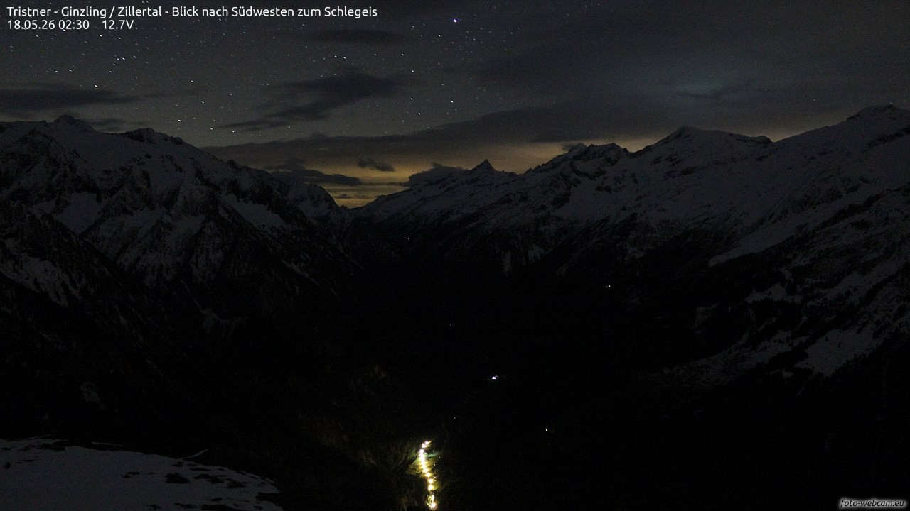 Archiv Foto Webcam Tristner/ Zillertal - Blick zum Grinberg