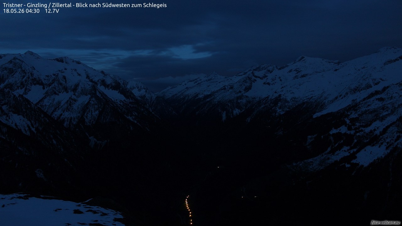 Archiv Foto Webcam Tristner/ Zillertal - Blick zum Grinberg
