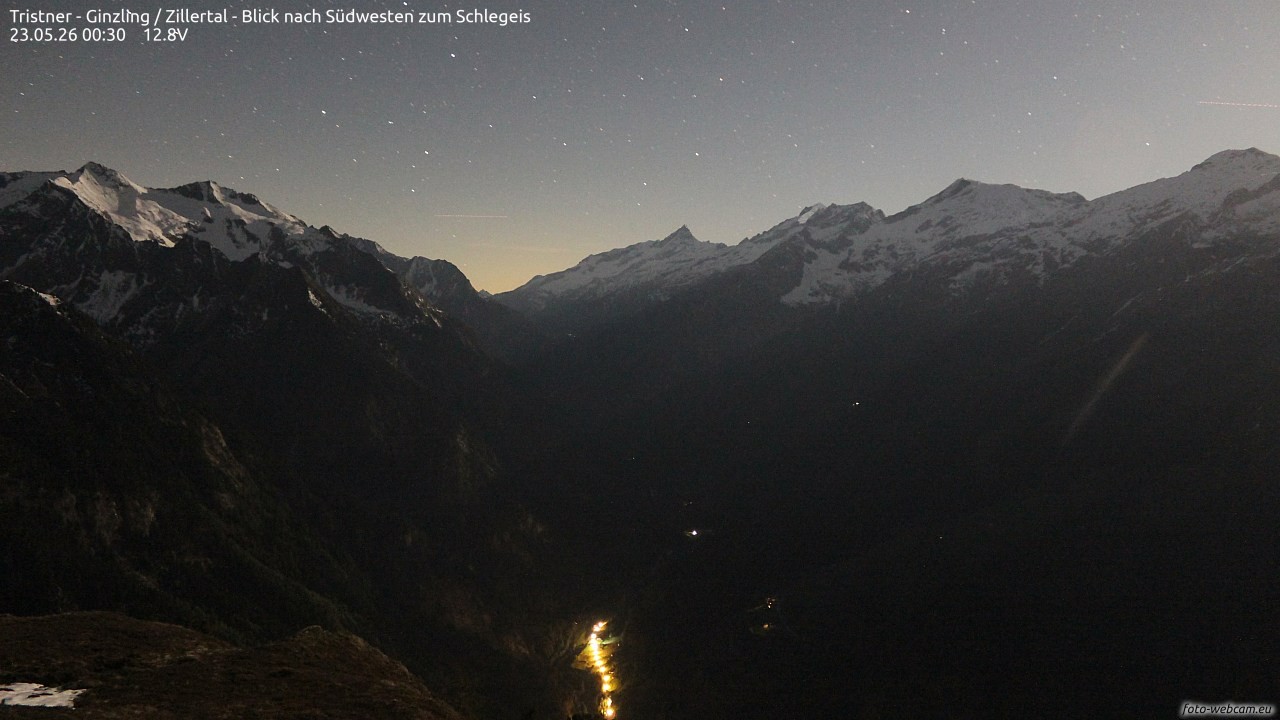 Archiv Foto Webcam Tristner/ Zillertal - Blick zum Grinberg