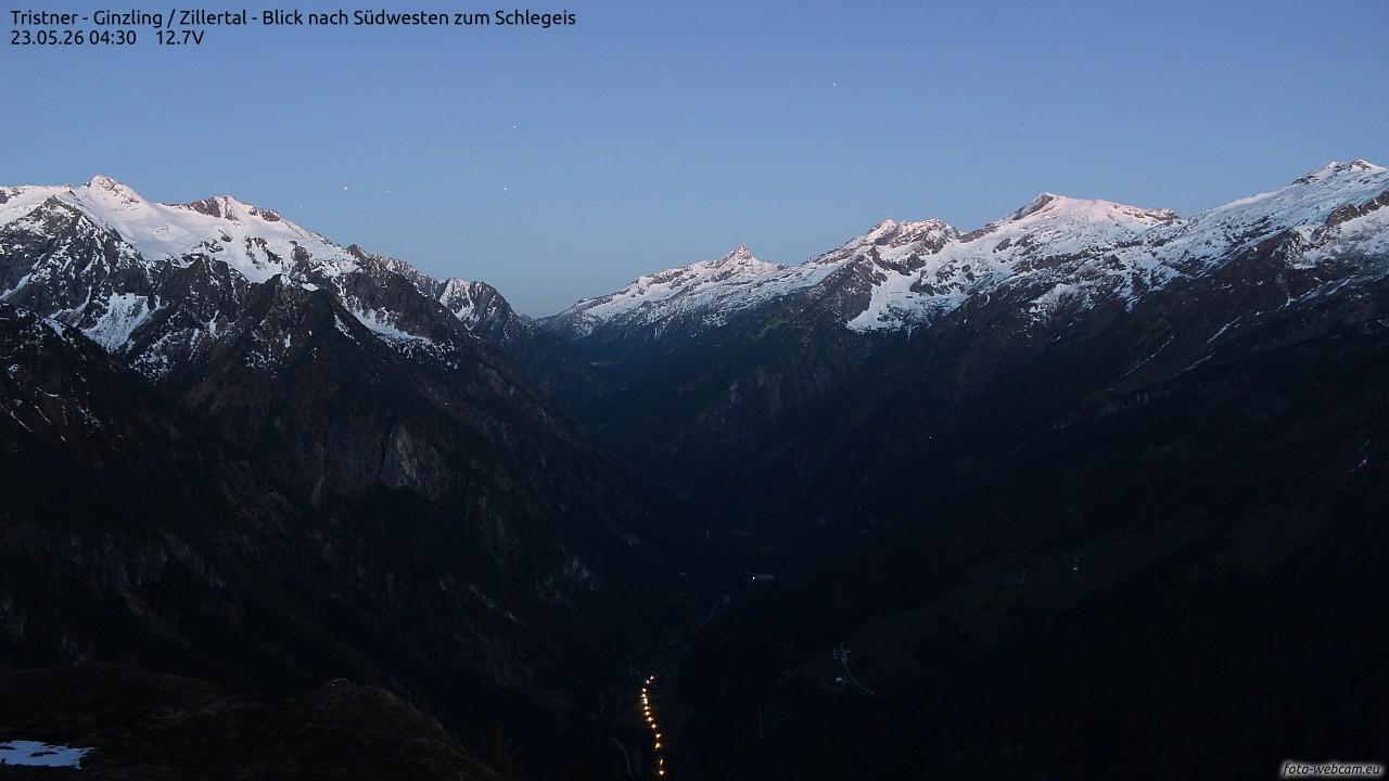 Archiv Foto Webcam Tristner/ Zillertal - Blick zum Grinberg