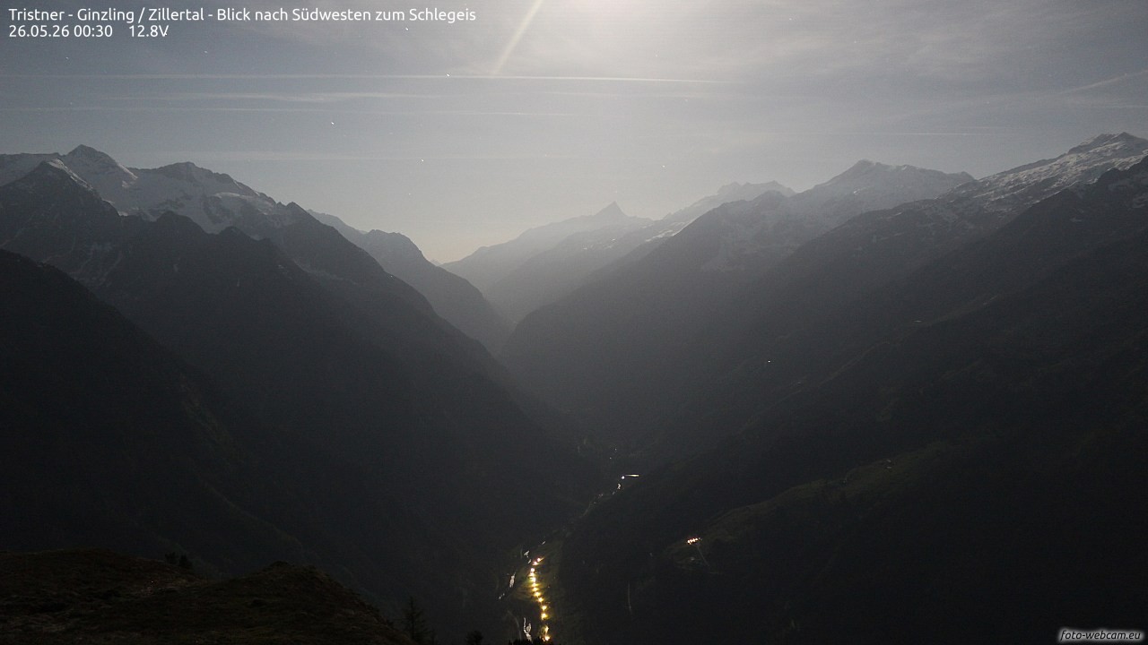 Archiv Foto Webcam Tristner/ Zillertal - Blick zum Grinberg
