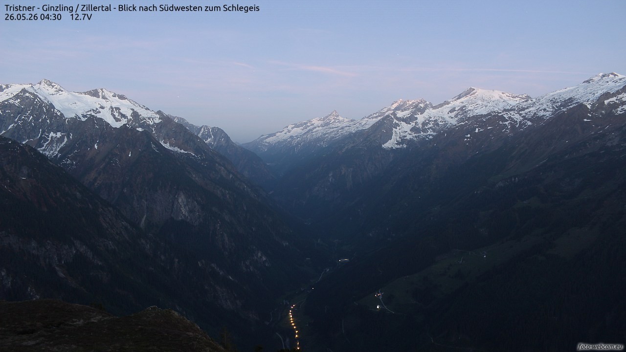Archiv Foto Webcam Tristner/ Zillertal - Blick zum Grinberg