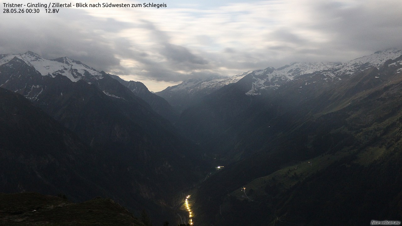 Archiv Foto Webcam Tristner/ Zillertal - Blick zum Grinberg