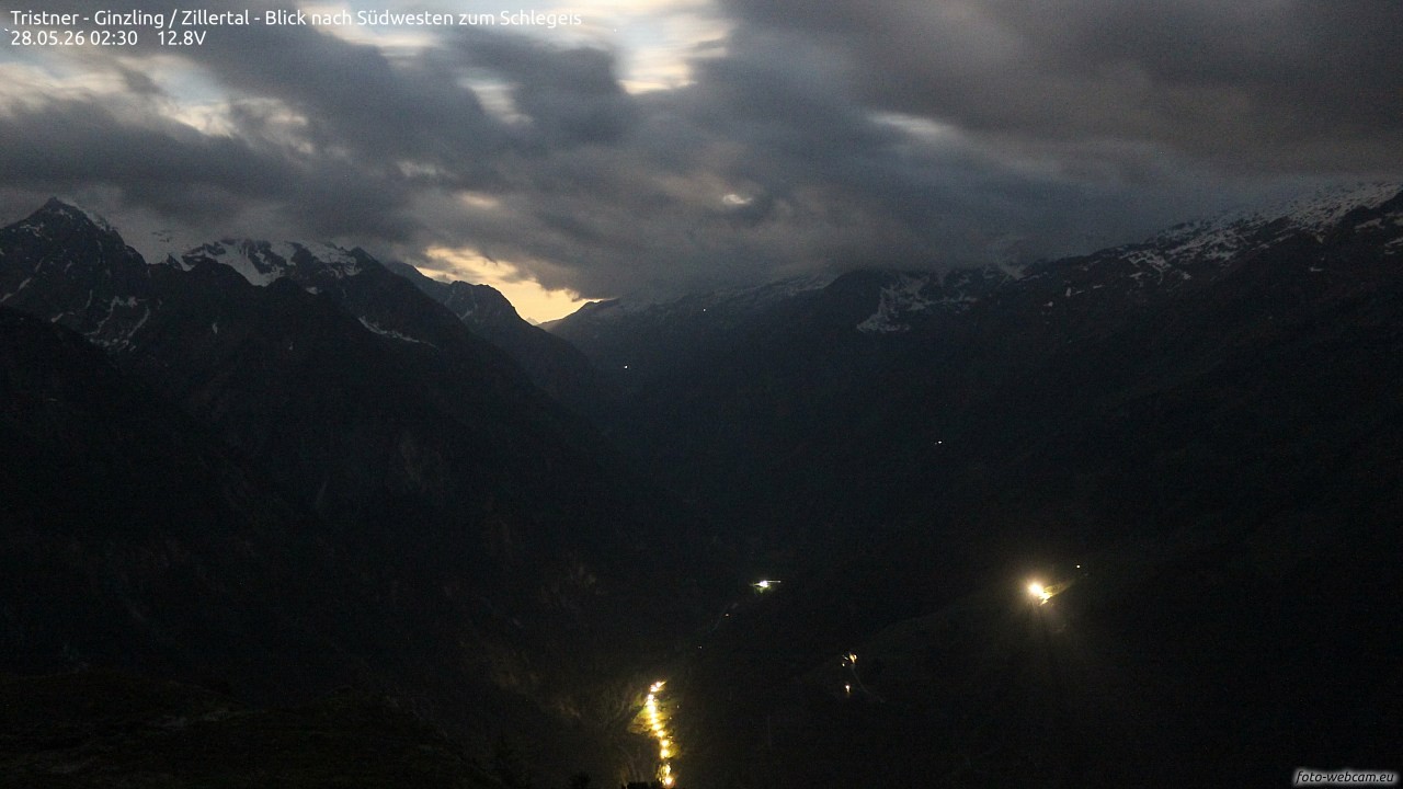 Archiv Foto Webcam Tristner/ Zillertal - Blick zum Grinberg