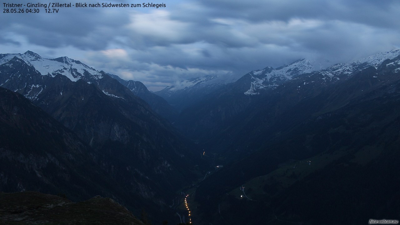 Archiv Foto Webcam Tristner/ Zillertal - Blick zum Grinberg