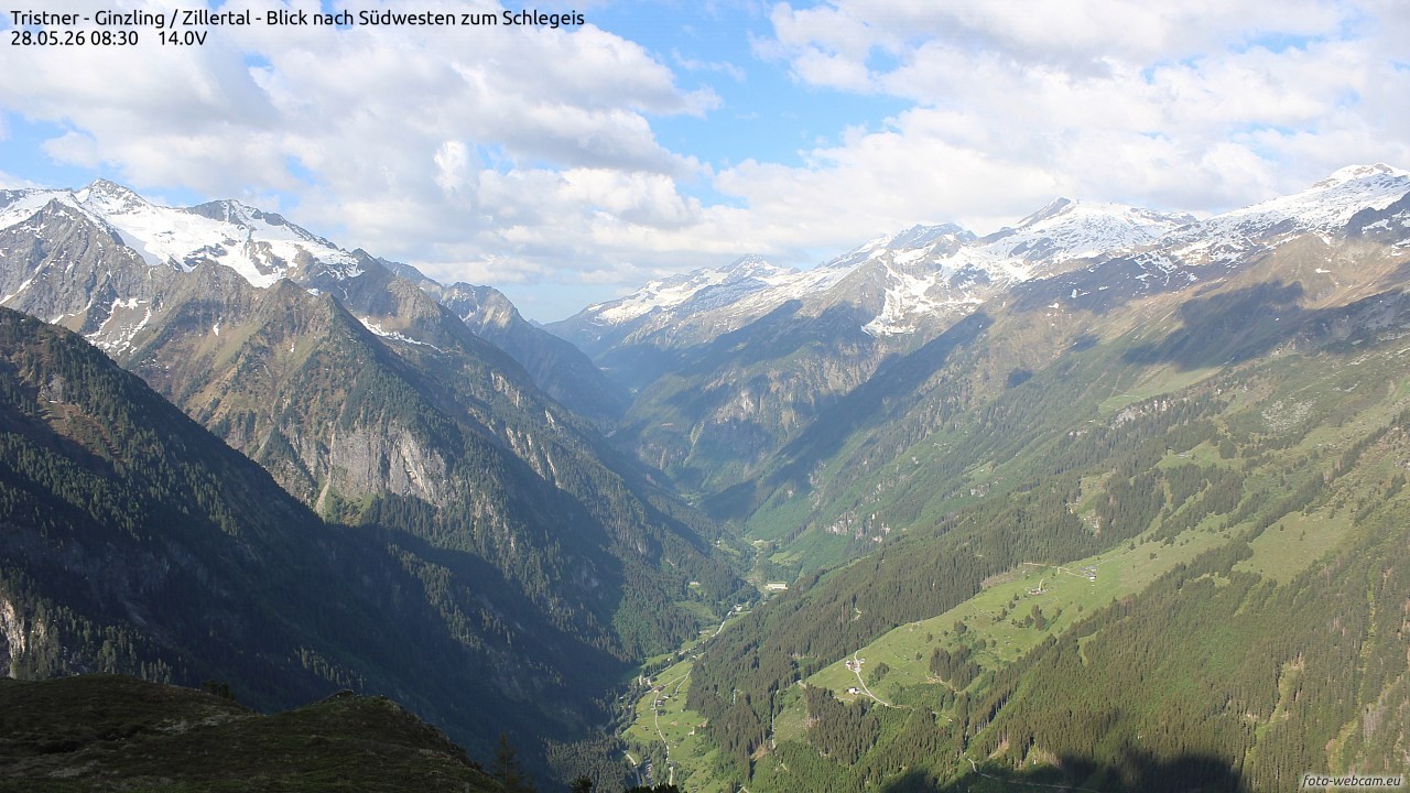 Archived image Webcam Tristner/ Zillertal - View to Grinberg