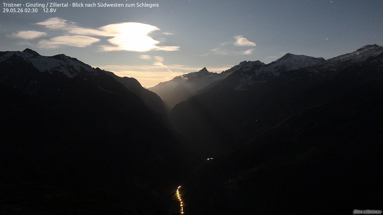Archiv Foto Webcam Tristner/ Zillertal - Blick zum Grinberg