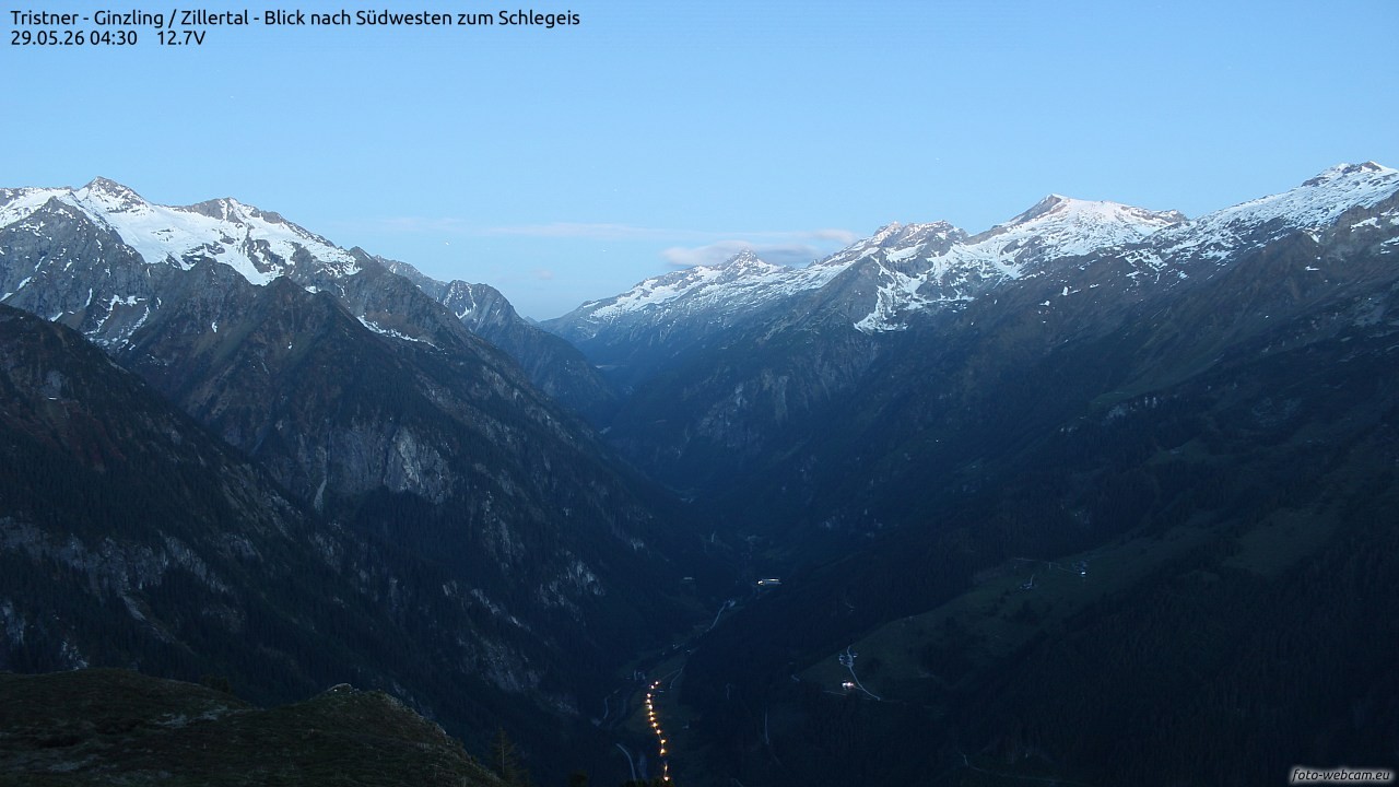 Archiv Foto Webcam Tristner/ Zillertal - Blick zum Grinberg