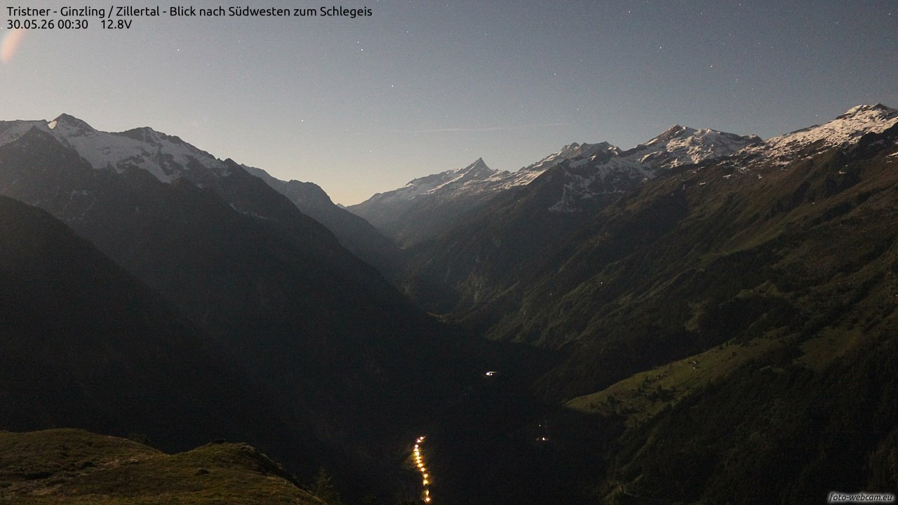 Archiv Foto Webcam Tristner/ Zillertal - Blick zum Grinberg