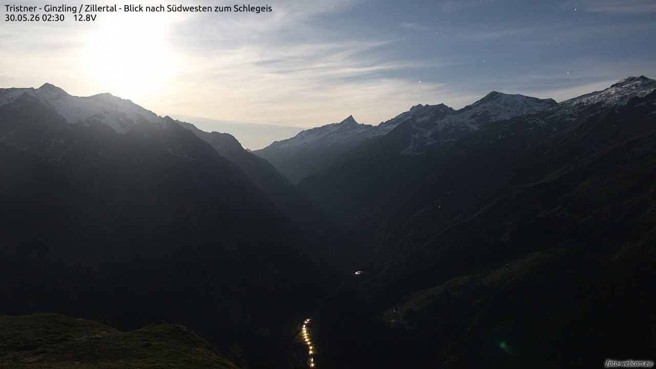 Archiv Foto Webcam Tristner/ Zillertal - Blick zum Grinberg