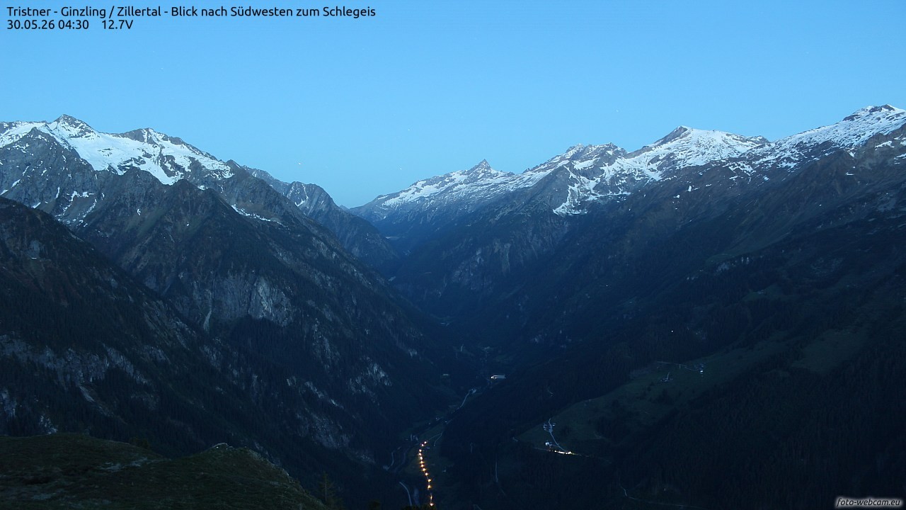Archiv Foto Webcam Tristner/ Zillertal - Blick zum Grinberg