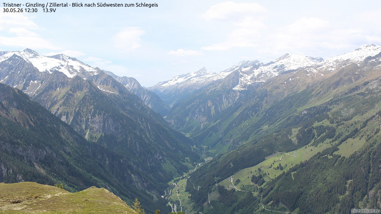 Archiv Foto Webcam Tristner/ Zillertal - Blick zum Grinberg