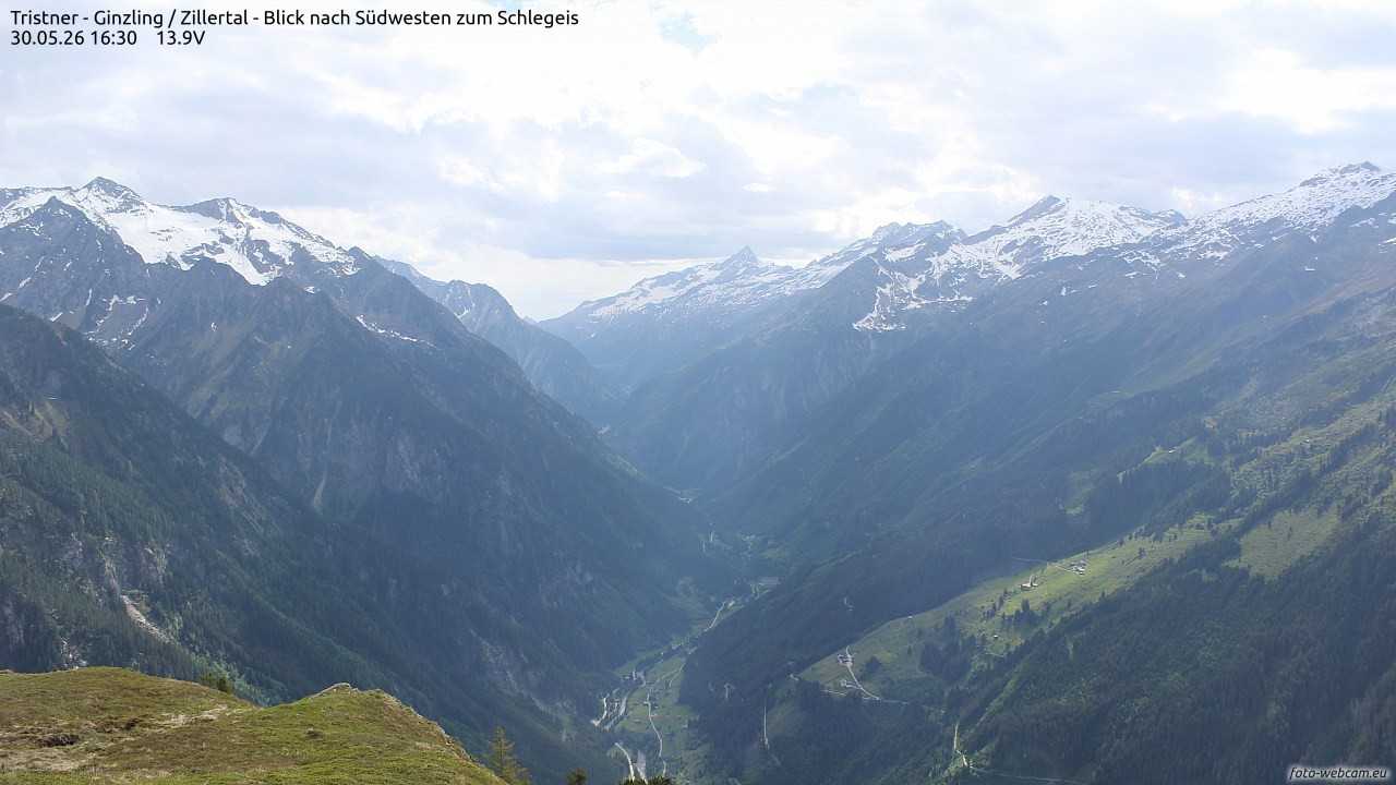 Archiv Foto Webcam Tristner/ Zillertal - Blick zum Grinberg