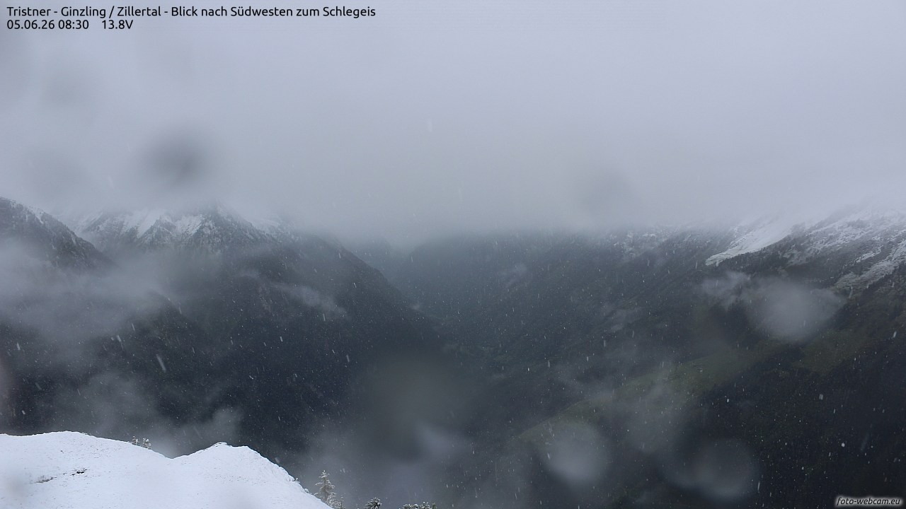 Archiv Foto Webcam Tristner/ Zillertal - Blick zum Grinberg