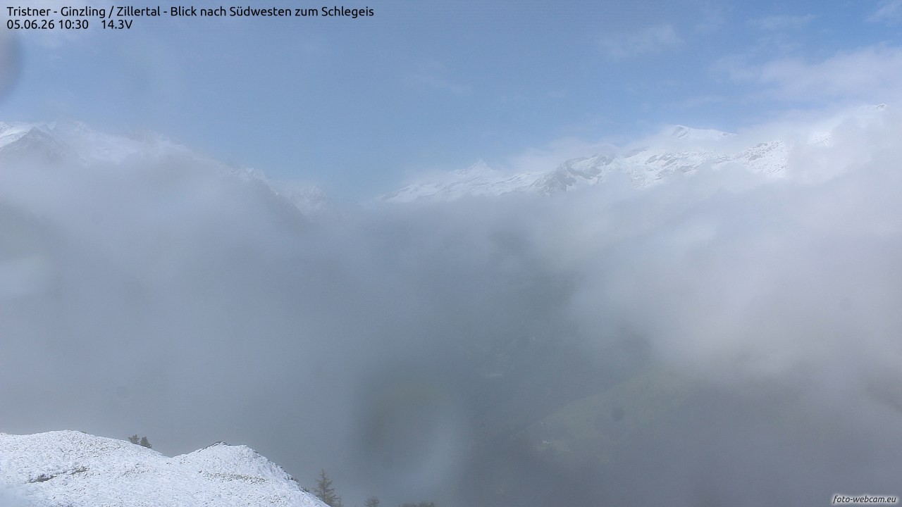 Archiv Foto Webcam Tristner/ Zillertal - Blick zum Grinberg