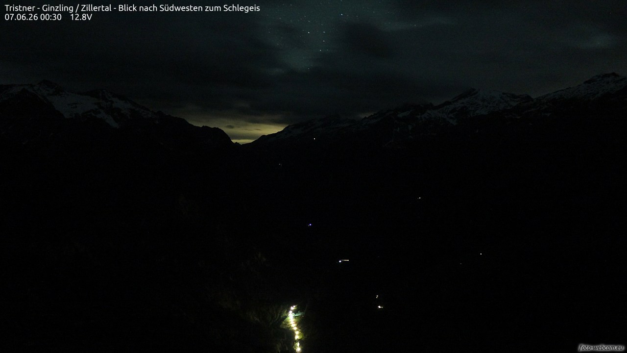 Archiv Foto Webcam Tristner/ Zillertal - Blick zum Grinberg