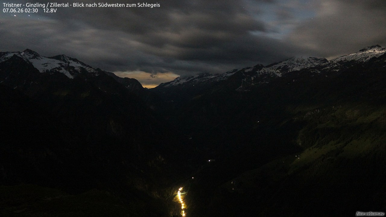 Archiv Foto Webcam Tristner/ Zillertal - Blick zum Grinberg