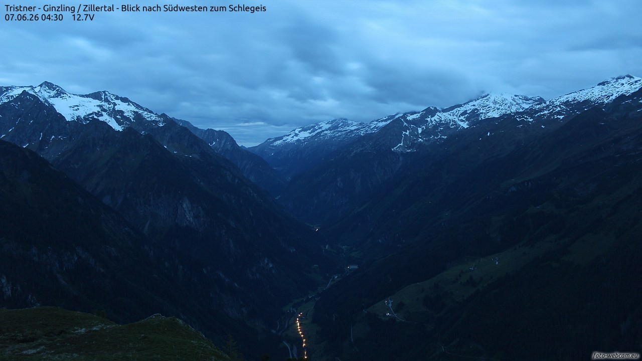 Archiv Foto Webcam Tristner/ Zillertal - Blick zum Grinberg