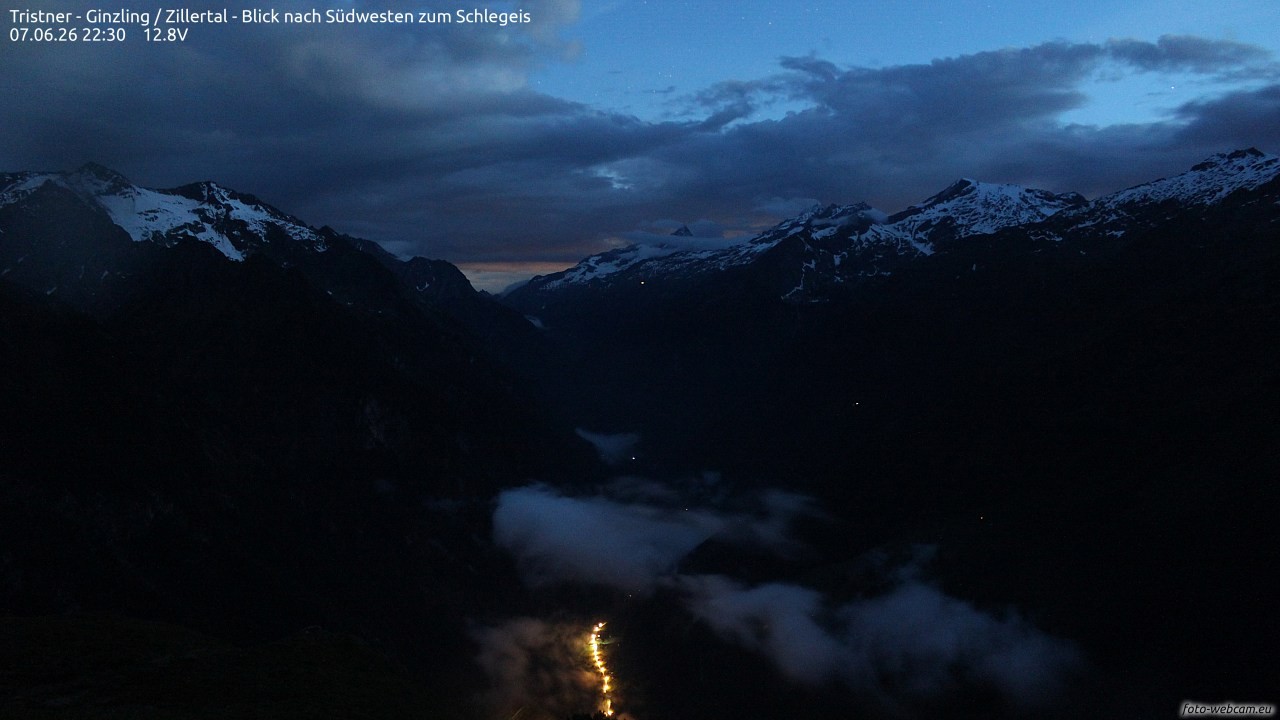 Archiv Foto Webcam Tristner/ Zillertal - Blick zum Grinberg