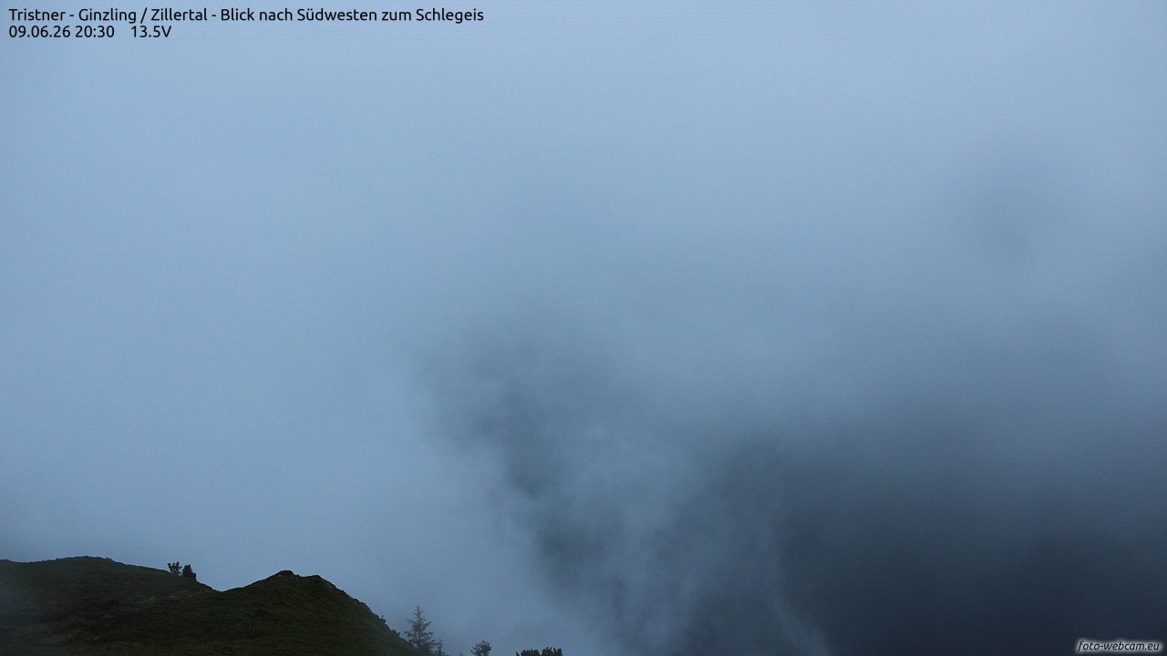 Archiv Foto Webcam Tristner/ Zillertal - Blick zum Grinberg
