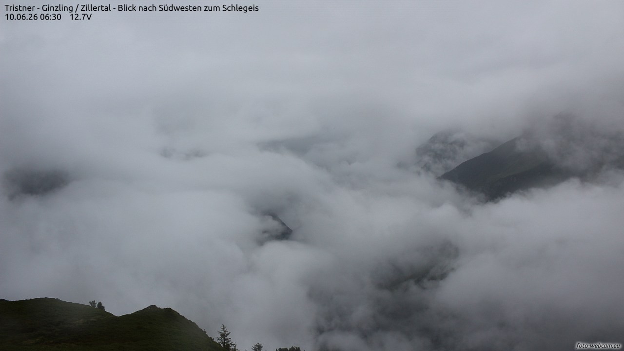 Archiv Foto Webcam Tristner/ Zillertal - Blick zum Grinberg