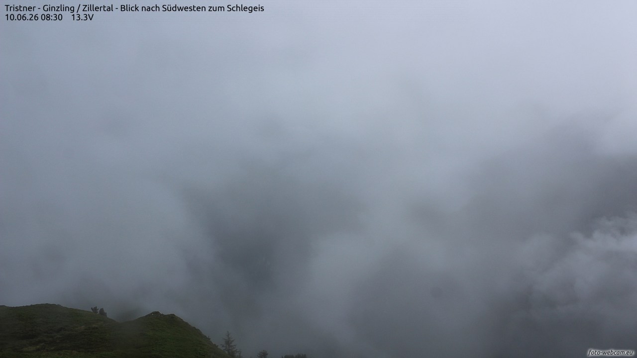 Archiv Foto Webcam Tristner/ Zillertal - Blick zum Grinberg